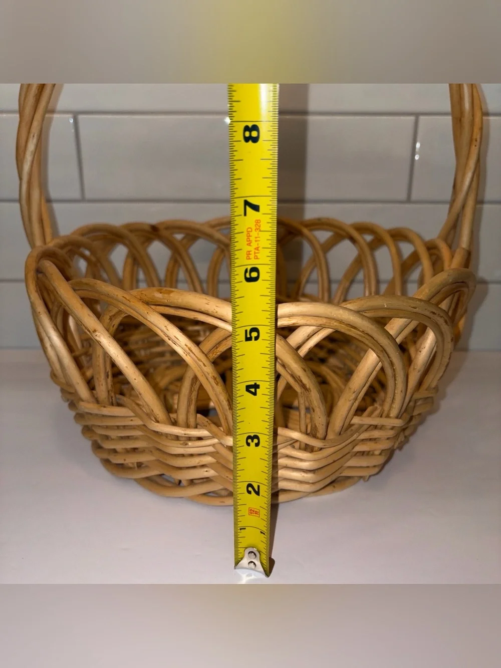 Natural Woven Basket with Handle - Tan